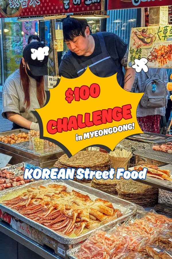 KOREAN Street Food $100 CHALLENGE in MYEONGDONG! The best MYEONGDONG street food! 